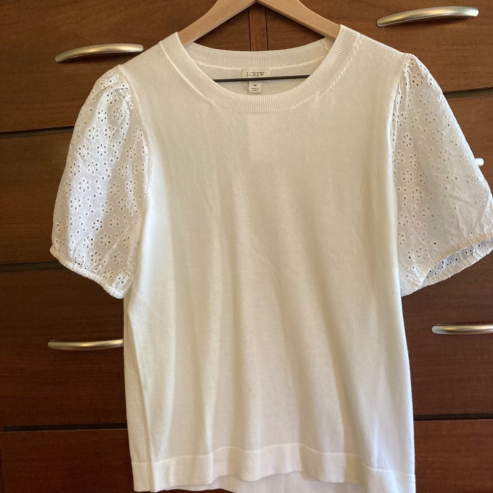J. Crew eyelet sleeve sweater - Medium NWT